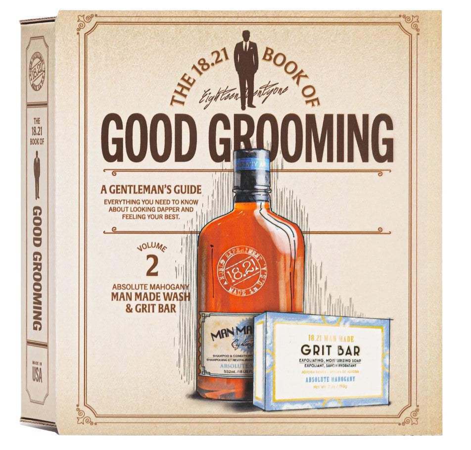 1821 Man Made Faux Book Gift Set Vol 2. Man Made Wash 535ml and Bar Soap 198g - Absolute Mahogany