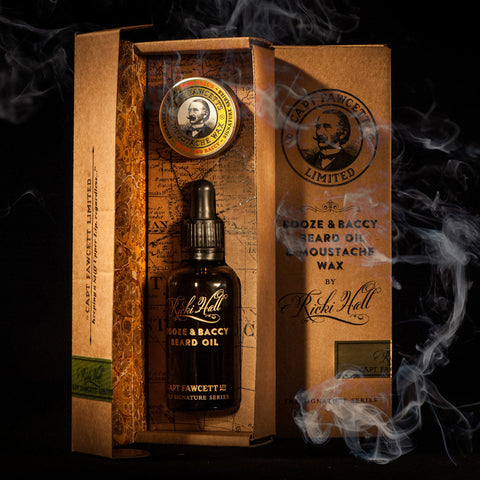 Capt. Fawcett Booze & Baccy Beard Oil & Moustache Wax Gift Set