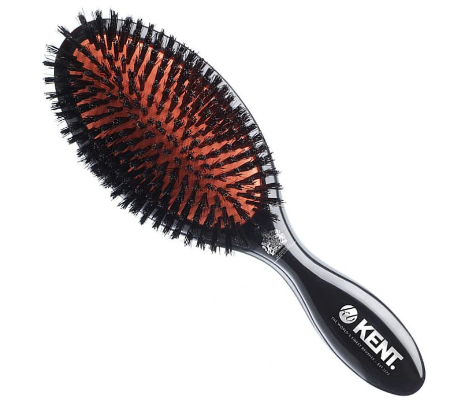 Kent Classic Shine Large Pure Black Bristle Hairbrush