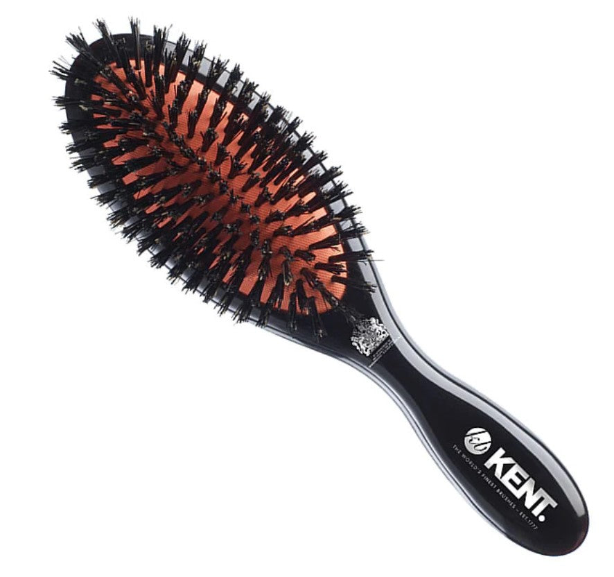 Kent Classic Shine Medium Pure Black Bristle Hairbrush