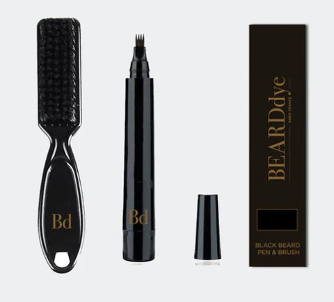 Beard Dye Black DIY Touch Up Kit - Brush & Pen