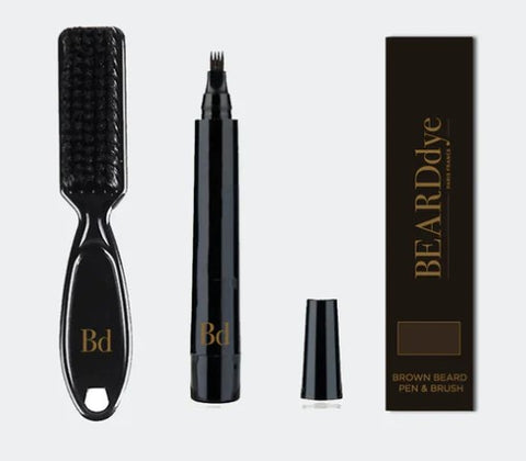Beard Dye Brown DIY Touch Up Kit - Brush & Pen