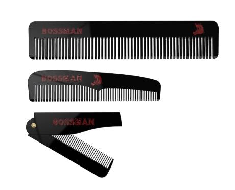 Bossman Set of 3 Acetate Combs - Beard, Mustache and Hair