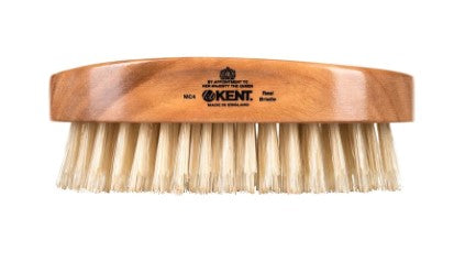 Kent Mens Finest Cherrywood Pure White Bristle Oval Travel Brush