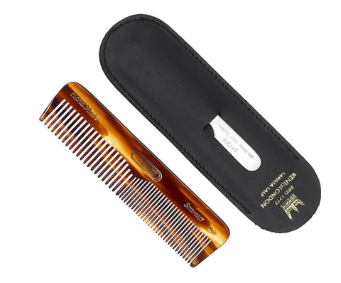 Kent Handmade 112mm OT Pocket Comb with Nail File in Leather Case