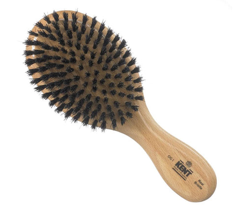 Kent Mens Finest Beechwood Pure Black Bristle Oval Club Brush