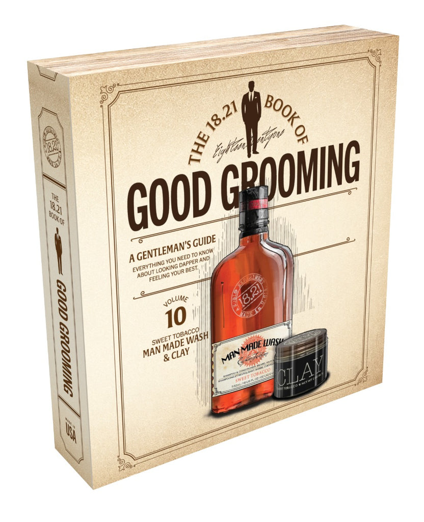 1821 Man Made Faux Book Gift Set Vol 10. Man Made Wash 532ml and Clay 56ml - Sweet Tobacco
